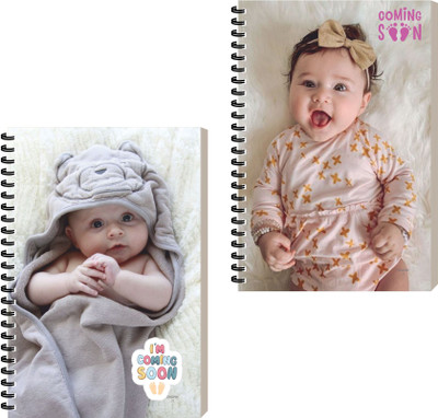 ESCAPER Baby Diary, Ruled Spiral Notebook for Journaling, Planning, and Memory Keeping A5 Diary Ruled 160 Pages(Combo- A, Pack of 2)