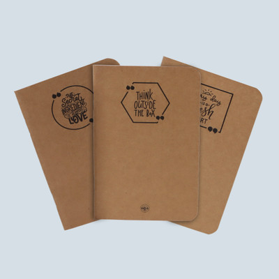 HC with HAPPY CRAFT Unruled Diary A6 Diary Unruled 64 Pages(Brown, Pack of 3)