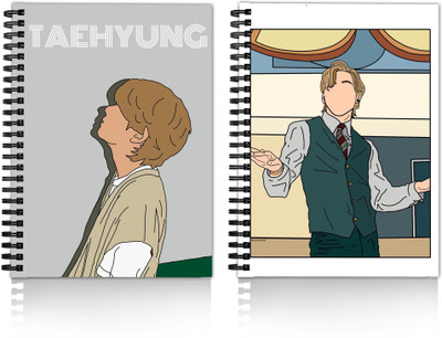 DI-KRAFT Diary Combo Pack | Printed Diary combo Pack | BTS New Collection A5 Diary Unruled 160 Pages(Biege 01, Pack of 2)