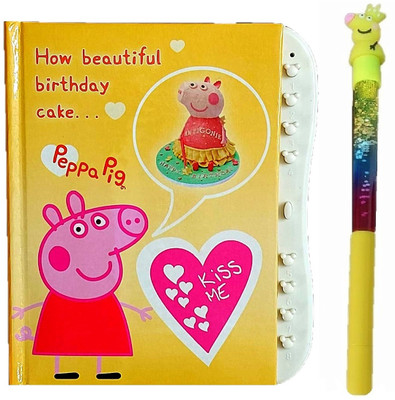AuM Peppa Pig Notebook/Diary with Pen Return/ Birthday Gift for Kids Regular Notebook Rulled 50 Pages(Yellow)