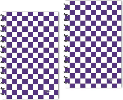 ESCAPER Purple Small Checks Chess Pattern (Ruled - A5 Size - Pack of 2 Diaries) Designer Diaries A5 Diary Ruled 160 Pages(Multicolor, Pack of 2)