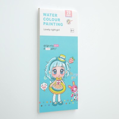 XinBoWen Pocket Watercolor Painting Book for Kids, Watercolor Bookmarks for Painting Pocket-size Notebook Ruled 20 Pages(Lovely Right Girl)