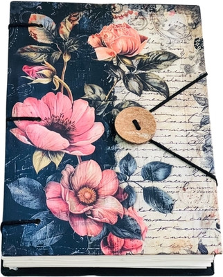 Al Zohra Handicraft Leather Cardboard Flower Print Special Binding A5 Diary Notebook A5 Notebook Unruled 200 Pages(Multicolor)