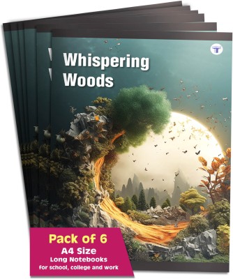 Target Publications Long Notebooks | Whispering Woods | Single Line Copy | 172 Pages | Set of 6 A4 Notebook Single Line Notebook 1032 Pages(Multicolor, Pack of 6)