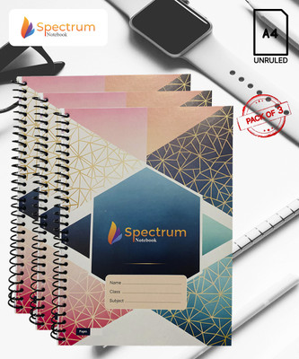 GARGANDASSOCI SPECTRUM A4 Notebook PLAIN AND UNRULLED 180 Pages(Orange, Pack of 3)