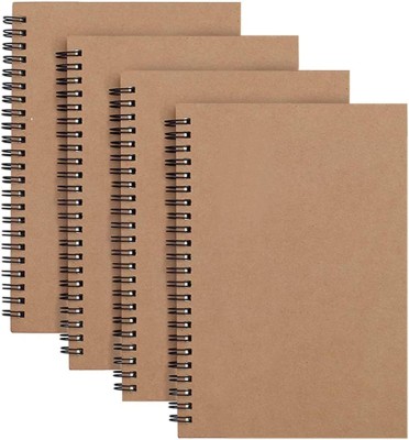 LABUK 4 Packs Spiral Notepad A5 Kraft Cover Notebooks Bulk Journals A5 Notebook Ruled 50 Pages(Ruled Pack-4, Pack of 4)