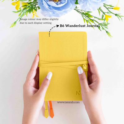 NEORAH Faux LEATHER Cover handcrafted Notebook B6 Journal Unruled 240 Pages(Yellow)