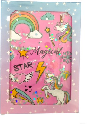 Caught Trendy Unicorn Design Regular Note Book Both Side Rule 100 Pages(Multicolor)