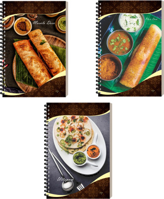 ESCAPER Food Notepad, Personal Diary For Writing, Executive Journal Notebook A5 Diary Ruled 160 Pages(Combo- E, Pack of 3)