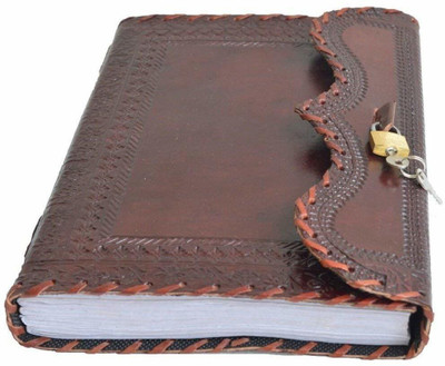 Anshika International Leather Journal Lock Diary Book with Paper for Gift Purpose, Size - 7 x 5 (Brown) Regular Diary Unruled 100 Pages(Brown 02)