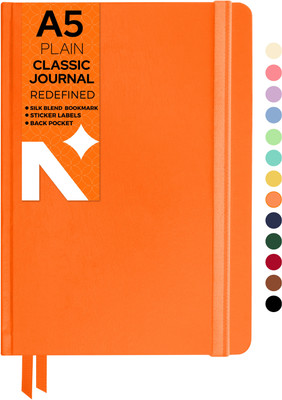 NEORAH Unruled Journal Notebook - 110 GSM - Office Hardcover Notebook A5 Note Book Plain 160 Pages(Orange)