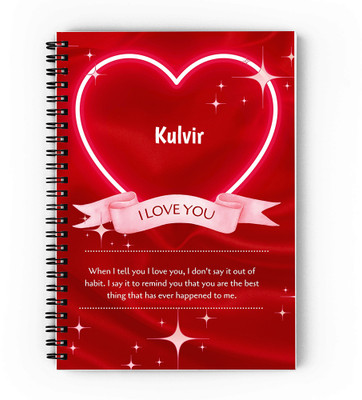 GIFTUATION Love Kulvir /spiral diary & gift for couples A5 Diary Unruled 140 Pages(Red)