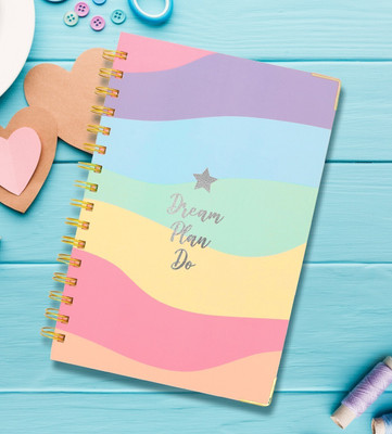 Doodle Pastel Rainbow Plans Hard Bound Daily A5 Planner Ruled 192 Pages(Multicolor)