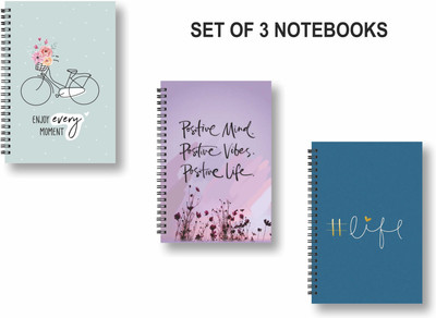 ROT RIX combo of 3 Notebooks A5 Diary Unruled 144 Pages(Multicolor, Pack of 3)