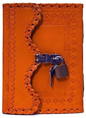 Prathak Exports Handmade Leather Diary A5 Diary Plain 100 Pages(Orange)