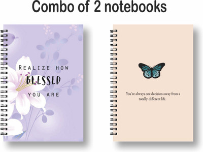 ROT RIX combo of 2 Notebooks A5 Diary Unruled 144 Pages(Purple, mustard, Pack of 2)