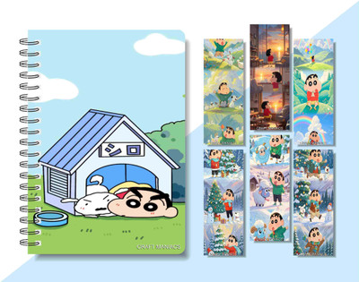 craft maniacs 2024 SHINCHAN DIARY & 6 FREEBIE BOOKMARKS A5 Notebook RULED 160 Pages(Multicolor)