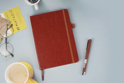 Diaro PU Diary with 80 GSM NSS Paper, Elastic Closure & Bookmark | Stylish & Durable A5 Notebook Ruled 192 Pages(Brown)