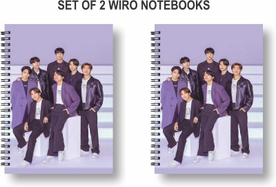 3DS Notebook A5 Diary Ruled 144 Pages(Purple, White, Black, Pack of 2)