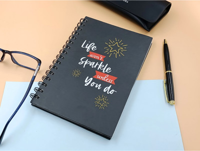 CRAFTOPIX Wiro bound Planner Diary A5 Notebook Ruled 192 Pages(Black)