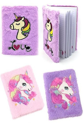 DREAMKIDDOS UNICORN FUR DAIRY WITH UNICORN PEN Mini Diary RULED 150 Pages(Multicolor, Pack of 2)