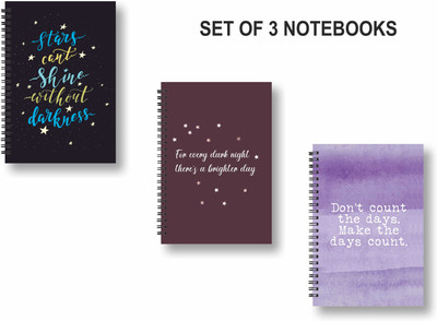 ROT RIX combo of 3 Notebooks A5 Diary Ruled 144 Pages(Multicolor, Pack of 3)