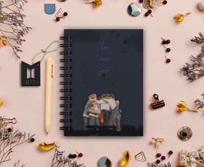 DI-KRAFT BTS Printed Diary for Home and office use A5 Diary Unruled 160 Pages(Dark Black)