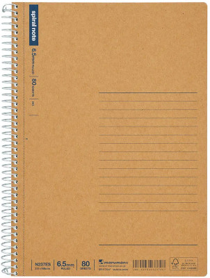 Maruman Spiral Note BASIC A5 Notebook 6.5 mm ruled 160 Pages(White Smooth Japanese Paper, Hard Tan Kraft Cover)