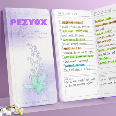 PEZYOX Daily Planner Undated, Schedule Your Day, Undated Planner, Guided Journal Pocket-size Diary yes 192 Pages(Purple)