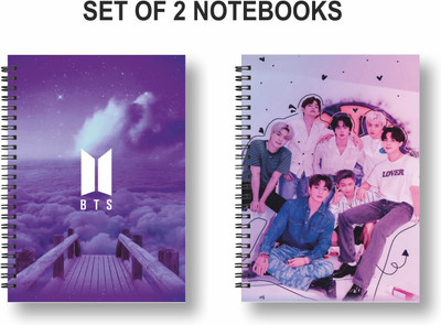 3DS Notebook A5 Diary Ruled 144 Pages(Purple, Pink, Pack of 2)