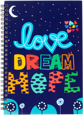 FUNCART Love Dream Hope Spiral A5 Notebook One Sided Ruled 160 Pages(Multicolor)