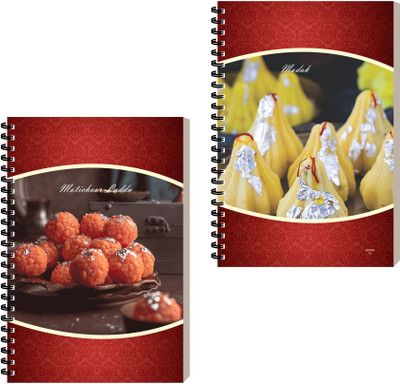 ESCAPER Sweets Spiral Ruled Notepad, Designer Diary For Writing Notes A5 Diary Ruled 160 Pages(Combo - C, Pack of 2)