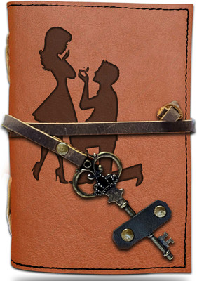 DI-KRAFT Handmade Classic Design Leather-Printed Leather A6 Diary Unruled 200 Pages(Brown 40)