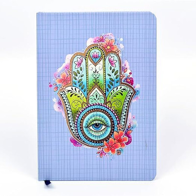 Memorys Ribbon Bookmark Notebook With Rounded Corners 148mmX210mm, 80 GSM A5 Diary Ruled 240 Pages(Hand Of Hamsa)