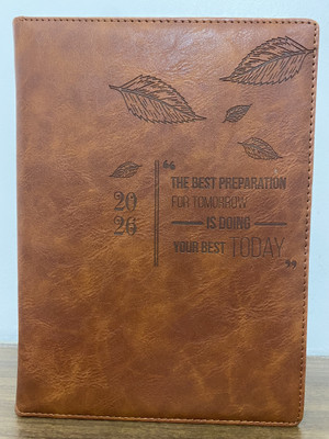 Anicca Premium Tan Prepration For Tomorrow Leaf Design Executive Leatherette Tabbed B5 Diary Ruled 365 Pages(Tan)