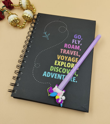 Paper Bear Fancy A4 Diary ruled 80 Pages(Light Black, Pack of 2)