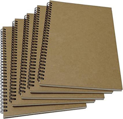TWONE Spiral Notebook Lined, B5 Soft Cover Spiral Journal B5 Notebook Ruled 120 Pages(Brown, Pack of 5)