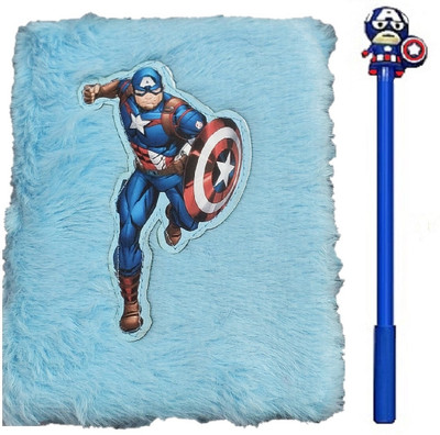 AuM Captain America Art Notebook with Pen Return/ Birthday Gift for Kids Regular Notebook Rulled 50 Pages(Blue)