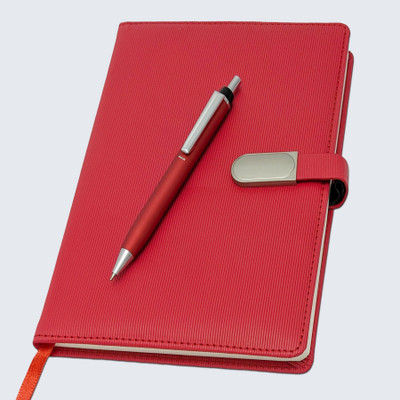 UJJi Diary with Magnetic Lock, 210x150mm, 192 Pages, Red Lined A5 Notebook Ruled 192 Pages(Red)