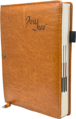 Erminio Palamino 365 Days Any Year Edition Diary Elegant Thermal Cover A5 Diary Single Rule 180 Pages(Brown)