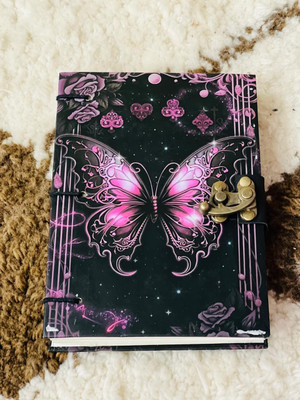 ARSHAD HANDICRAFT Butterfly Printed Leather Journal, Leather Sketchbook, Deckle Page Notebook A5 Diary 200 200 Pages(Multicolor)