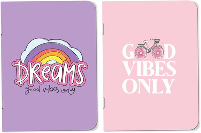 Raptech notebook Unique Stationery items, Easy to Carry, Plain Cute (Dream Good Vibe) A5 Diary UnRuled 120 Pages(Multicolor, Pack of 2)