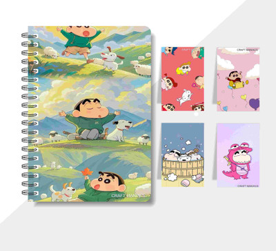 craft maniacs SHINCHAN DIARY & 4 MAGNETIC BOOKMARKS 2025 A5 Notebook RULED 160 Pages(Multicolor)