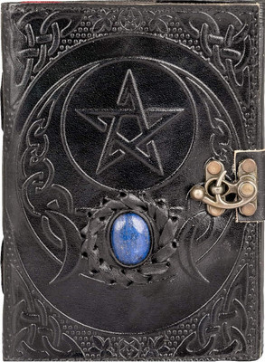 Prathak Exports PE Leather Handmade Star Stone Diary with Unlined Pages For Office A5 Diary Plain 100 Pages(Black)