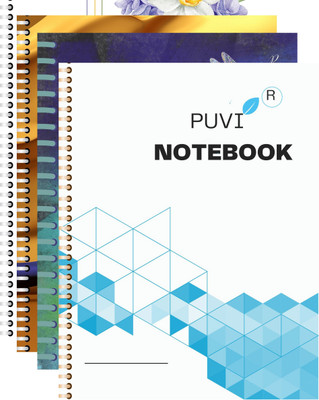 Puvi SPIRAL Notebook A4 Notebook UNRULED/PLAIN 300 Pages(Multicolor, Pack of 4)