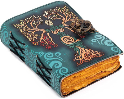 DI-KRAFT Leather journal with Mother of earth printed wiith 200 pages A5 size A5 Diary Unruled 200 Pages(Brown)