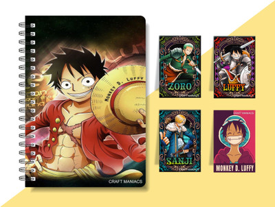 craft maniacs ANIME DIARY & 4 MAGNETIC BOOKMARKS A5 Diary RULED 160 Pages(Multicolor)