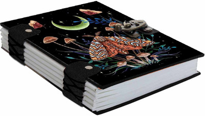 DI-KRAFT Printed Hard Cover Diary | Notebook With Lock Clasp (5*7 Inch, 160 Pages) A5 Diary Unruled 160 Pages(Black-1)