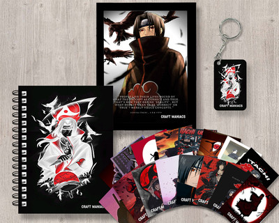 craft maniacs ITACHI UCHIHA GIFTING COMBO A5 Notebook RULED 120 Pages(Black)