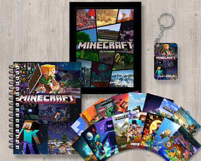 craft maniacs MINECRAFT GIFTING COMBO A5 Notebook RULED 120 Pages(Black)